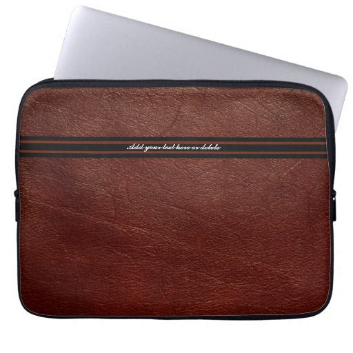 Faux Brown Leather Sleeve Customize Laptop Computer Sleeve Zazzle