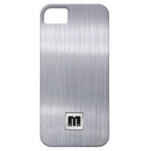 Faux Brushed Aluminum with custom monogram iPhone 5 Cases