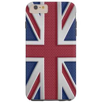 Faux Brushed Metal Style Union Jack Tough iPhone 6 Plus Case