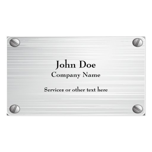 Faux Brushed Metal With Screws Business Card (front side)