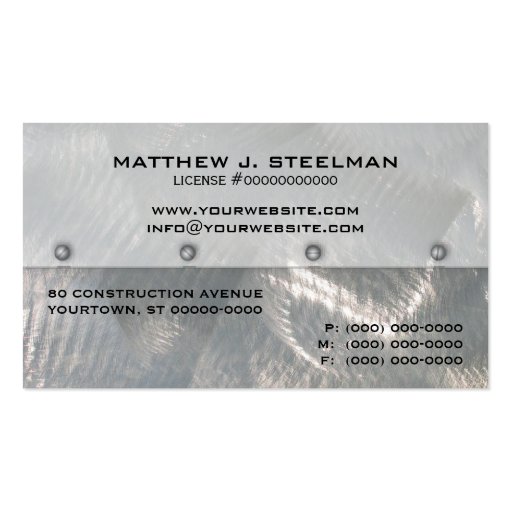 Faux Brushed Silver Metal-Look Business Card (back side)