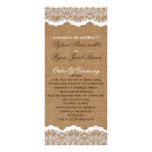 FAUX Burlap and lace Wedding program Rack Cards