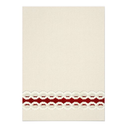 FAUX burlap, lace and red sash wedding invites