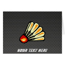 Faux Carbon Fiber Badminton Greeting Cards