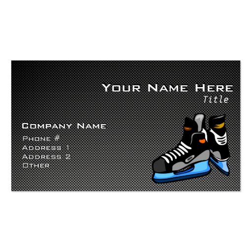 Faux Carbon Fiber Hockey Skates Business Cards (front side)