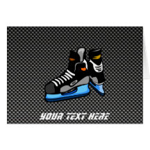 Faux Carbon Fiber Hockey Skates Greeting Cards