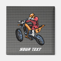 Faux Carbon Fiber Motocross Fridge Magnet