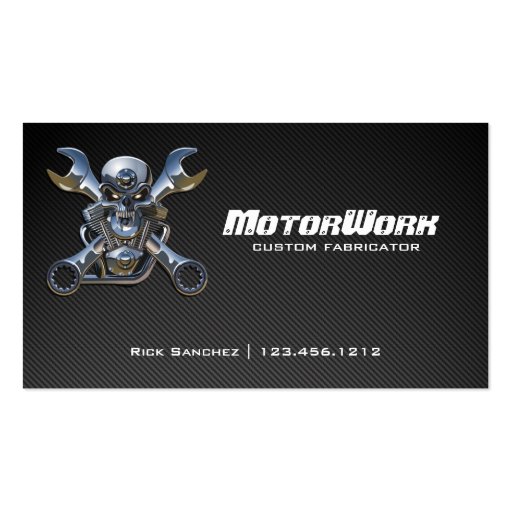 Faux Carbon Fiber Motorcycle Business Card (front side)