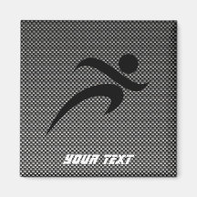 Faux Carbon Fiber; Running Refrigerator Magnet