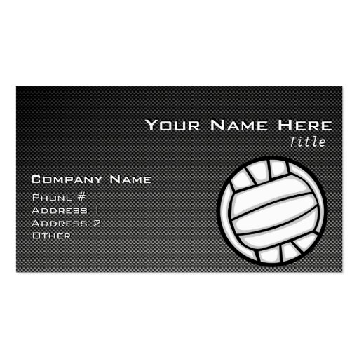 Faux Carbon Fiber Volleyball Business Card Templates (front side)