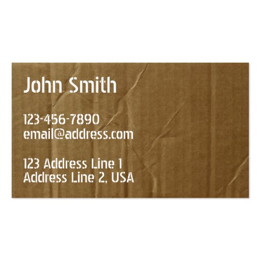 Faux Cardboard Business Cards (front side)