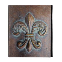Faux Cast Metal-Look Fleur de Lis iPad Folio Case