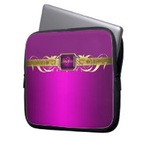 Faux Chic Pink Gold Scroll Two Tone  Sleeve Computer Sleeves