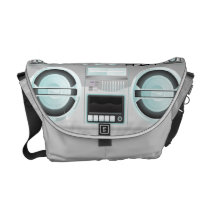 faux chrome ghetto blaster retro boombox courier bag