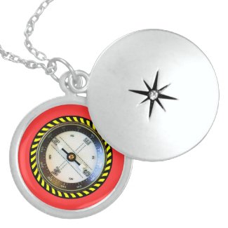 Faux Compass Sterling Locket zazzle_necklace
