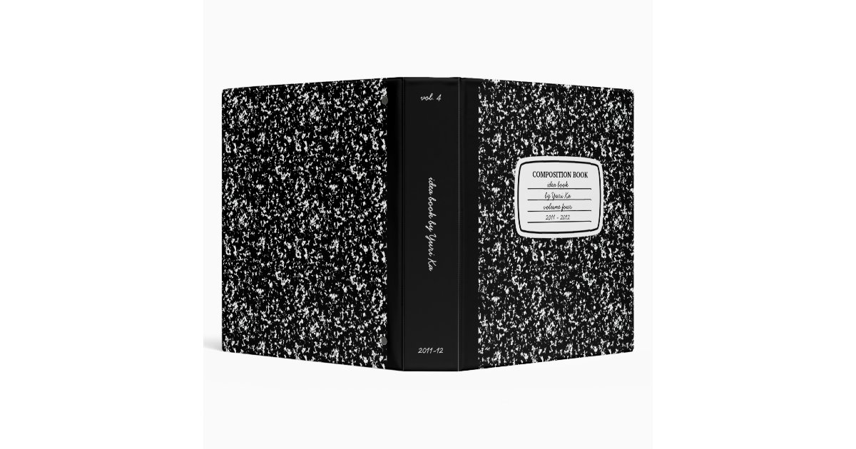 Faux Composition Book 3ring Binder Zazzle