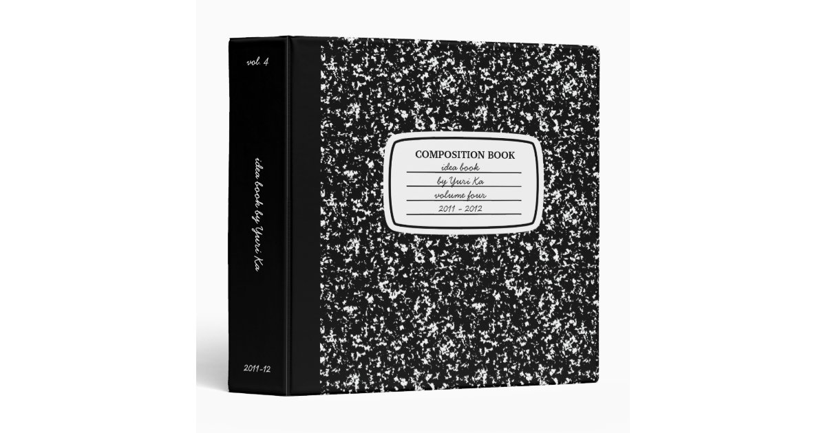 Faux Composition Book 3ring Binder Zazzle