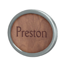 Faux Cow Leather Brown Name Belt Buckle