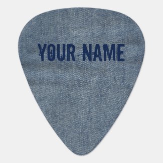 Faux Denim Jeans Guitar Pick Personalized Name