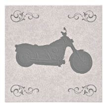 Faux Embossed Motorcycle Biker Wedding Invitation