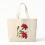 Faux Embroidered Red Carnations Tote Bags