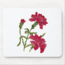 Faux Embroidered Red Carnations Mousepad