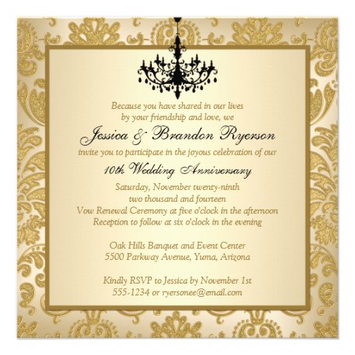 FAUX Flaps Damask 10th Anniversary Invitation