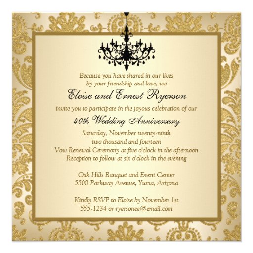 FAUX Flaps Damask 40th Anniversary Invitation