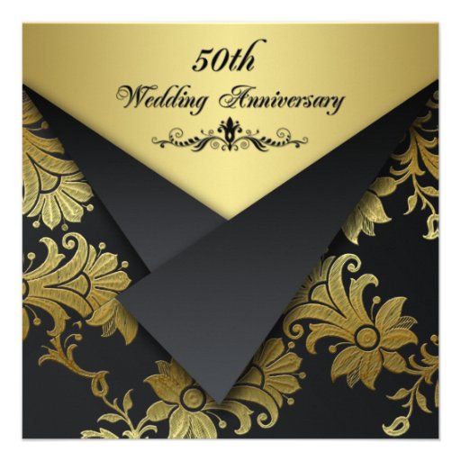 FAUX Flaps Floral 50th Anniversary Invitation (front side)