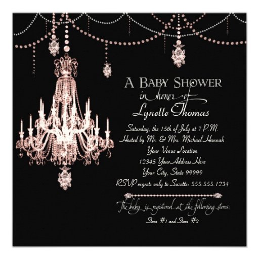 FAUX French Crystal Chandelier Draped Pearl Shower Invite