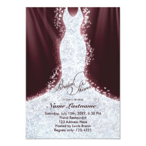 Faux Glitter Diamond Dress Bridal Shower Invite 5