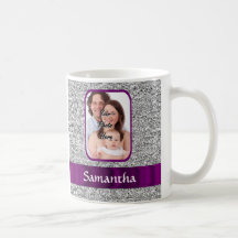 Faux glitter photo background mug