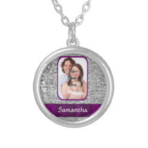 Faux glitter photo background necklace