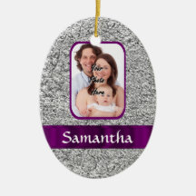 Faux glitter photo background ornament