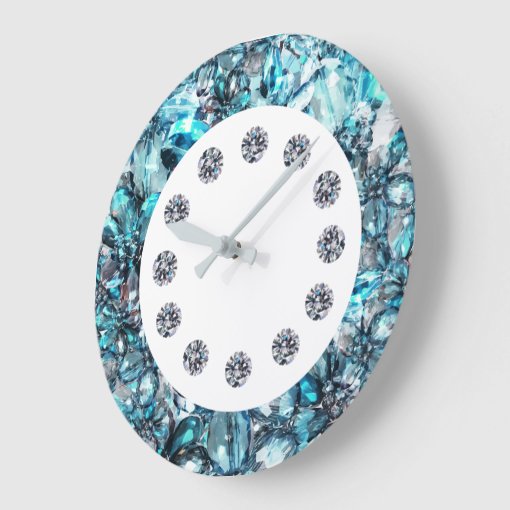 Faux Glitzy Jewel Bling Wall Clock Zazzle