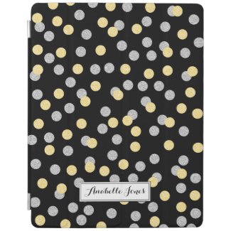 Faux Gold and Silver Confetti Personalized iPad Cover