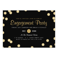 Faux Gold Confetti Engagement Party Invite