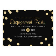 Faux Gold Confetti Engagement Party Invite
