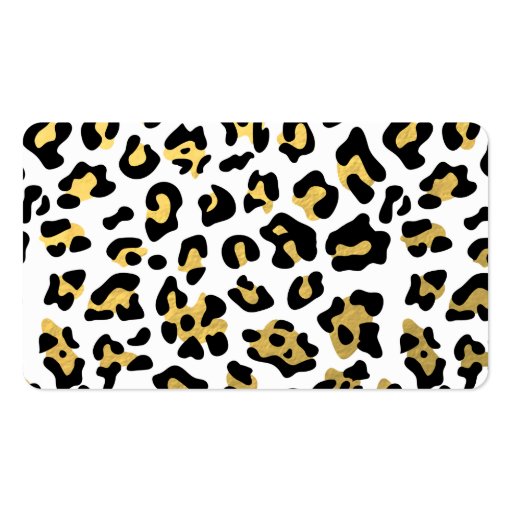 Faux Gold Foil Black Leopard Print Pattern Business Cards (front side)
