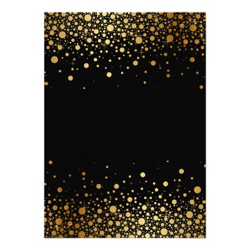 Faux Gold Foil Confetti Black Wedding Invitation