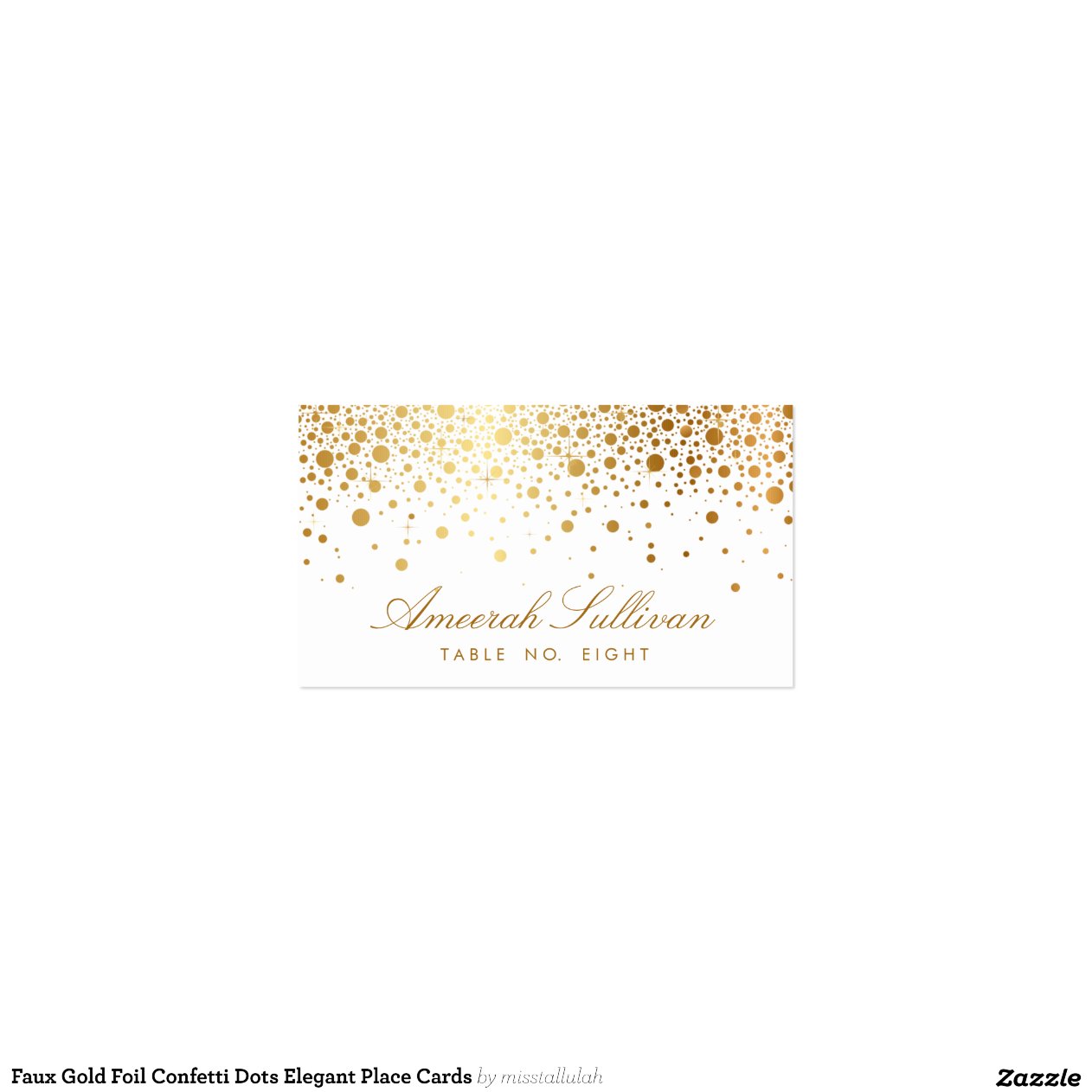 Faux Gold Foil Confetti Dots Elegant Place Cards DoubleSided Standard