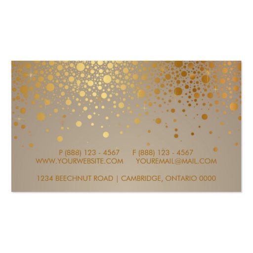 Faux Gold Foil Confetti Dots Modern Business Card (back side)