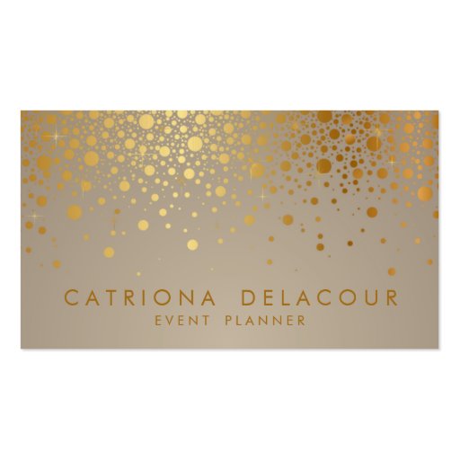 Faux Gold Foil Confetti Dots Modern Business Card (front side)