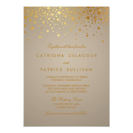 Faux Gold Foil Confetti Dots Wedding Invitation