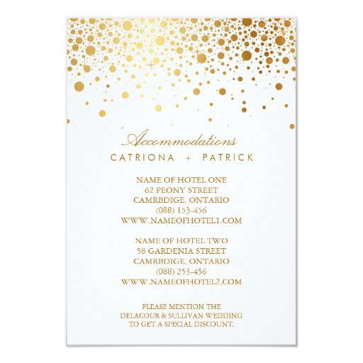 Faux Gold Foil Confetti Elegant Accommodations Car Invitation