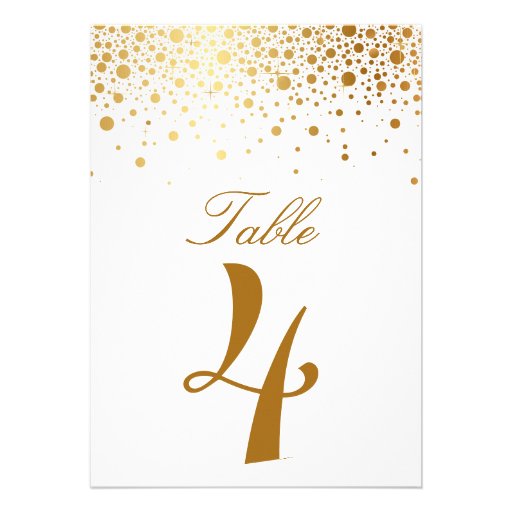 Faux Gold Foil Confetti Elegant Table Number Card