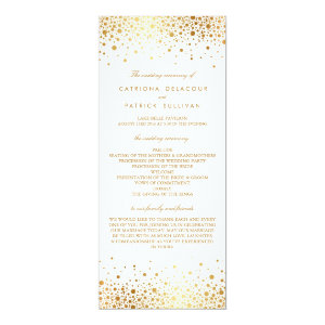Faux Gold Foil Confetti Elegant Wedding Programs 4x9.25 Paper Invitation Card