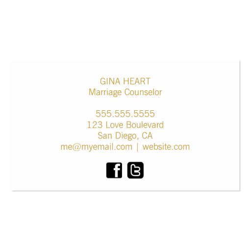 Faux Gold Foil Love Pink Business Card Template (back side)