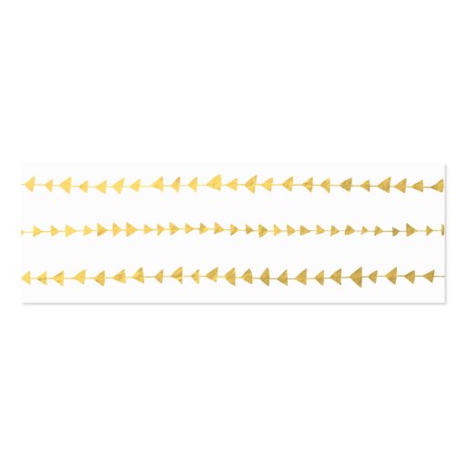Faux Gold Foil White Arrows Pattern Business Card Templates (back side)