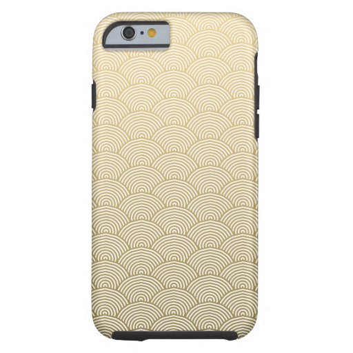 Faux Gold Foil White Circle Fan Pattern Tough iPhone 6 Case